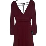 Lulus NWT  Love You So Long Sleeve Openback Maxi Dress VNeck SideSlit S Burgundy Photo 3