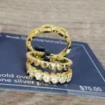 Belk NWT Gold Over Fine Silver Plated Crystal Halo and Band 3 Piece Ring Set Photo 13
