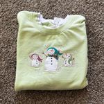 Vintage Crew Neck Winter and Christmas Snowman Sweatshirt Green Size L Photo 1
