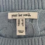Peace Love World Sweater Cable Knit Pullover Crew Neck Warm Winter Blue XS Photo 4