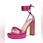 Reitoye Hot Pink High Heeled Sandals with Platform Sole and Strappy Design Size 10 Photo 3