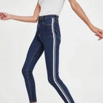 ZARA Trafaluc Striped High Rise Skinny Jeans Womens 10 Stretch Blue White Pants Photo 0