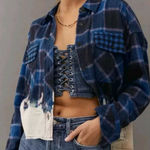 BDG Urban Outfitters Rayne Flannel Boxy Cropped Button Photo 0
