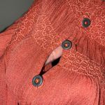 Free People Blue Bird Smocked Tunic Top Burnt Orange Boho Medium long sleeve Photo 9