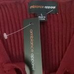 Ambiance Apparel Long Sleeve Lace Up Front Maroon Top L NEW Winter Cozycore Purple Size L Photo 3