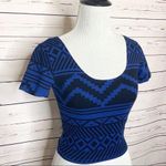 PINK - Victoria's Secret Victoria’s Secret PINK Blue & Black Tribal Aztec Festival Crop Top Size XS Photo 3