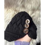 J Crew Black Knit hat with Button Detail Photo 2