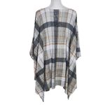 JODIFL Tan and Gray Oversized Poncho Shirt Size Large Plaid Oversized Top Photo 1