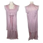 Vintage 2 piece rose print lace knit maxi dress womens *6 pink SoftGirl Coquette Photo 1