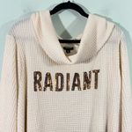 Torrid Women's Cream Waffle Knit Radiant Sequins Cowl Neck Sweater Size 5 Photo 1