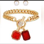 Guess Double Stone Charm Toggle Bracelet and Stud Earring Jewelry Set Photo 1
