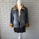 Vintage Y2K Women’s Giacca denim jacket w/ fur trim Size Large Bratz Winter Jean Blue Photo 8
