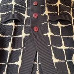 NAVY/WHITE‎ BUTTON DOWN CHUNKY SWEATER CARDIGAN WITH PURPLE BUTTONS PREOWNED Size M Photo 2