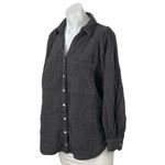 Topshop Women's Dark Gray Long Balloon Sleeve Pocket Button Up Shirt Top Size 2 Photo 1