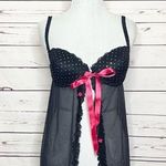 Inner Secret Black & Pink Sequin & Rosettes Teddy Lingerie Size Medium Photo 0