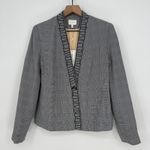 Foxiedox  Blazer‎ Jacket Womens 4 Gray Plaid Shawl Lapel Patchwork Lined Business Photo 0