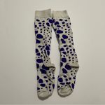 Woman’s Purple and White polka dot Patterned soccer Socks Photo 1