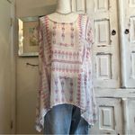 American Rag Vintage  Cie Boho Floral Handkerchief Hem Tunic Top White Pink Sz 0X Photo 2