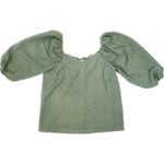 Monteau  Los Angeles | Sage Green Polka Dot Peasant Top | Small Photo 1