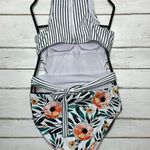 Cupshe Miss You Poppy One Piece Swimsuit Floral Stripe Size Large Photo 2