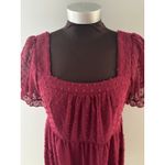 Trixxi Dress Size Large Burgundy Swiss Dot Tiered Puff Sleeve Cute Goth Babydoll Photo 1
