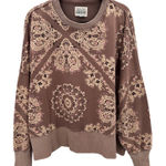 American Eagle Aerie Seriously Lived In Oversized Baggy Sweatshirt Brown Paisley Crew Neck Med Photo 0