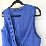 Lafayette 148 Linen Blue Sleeveless Blouse Quiet Luxury Career Office Size 12 Photo 2