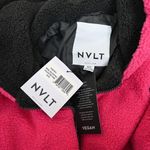 NVLT Womens M Berber Faux Shearling Fleece Hooded Jacket in Valentino Pink NEW Size M Photo 8