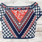 Jealous Tomato Navy, Red and White Contemporary Knit Sweater Crop, EUC, Medium Photo 3