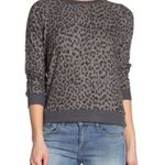 Lucky Brand  Cheetah Print Grey Knit Sweater Women’s Medium Photo 0