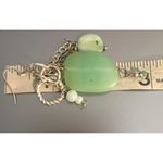 Vintage Green Sea Glass Faux Pearl Dangle Earrings Silver Tone Hook Estate 3" Photo 3