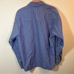 ✨ Texas Cotton Women’s Blue White Striped Button Down Shirt Medium Blue Photo 6
