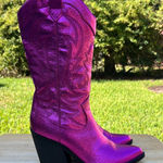 Nine West  Pink Metallic Glitter Cowboy Western Boots Size 7.5 Photo 0