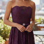 Christina Wu Lace Strapless Formal Dress Purple Size 12 Photo 0