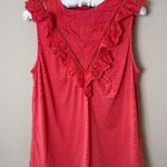 J.Crew Eyelet Ruffle Front Tank Top Shirt Womens S Small Blouse Coral Boho Photo 0