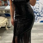 Nanette Lepore  Black Sequin Fringe Bodycon Dress 6 Photo 1