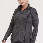 Torrid Active Black Space Dye Performance Thumbholes Half Zip Pullover Size 2X Photo 0