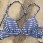 Shade & Shore NWT Size 34A Light Blue White Stripe Thin Strap Ribbed Bikini Top Photo 0