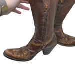 Fauzian Jeunesse vintage worn western cowboy mid calf gem stone embelished boots Brown Size 8 Photo 4