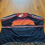 Free People NWT  Sunset Fringe Knit Poncho Blue Combo Sz M/L Photo 1