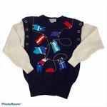 BONNIE BOERER RARE Vintage Nautical Yachting Sweater Size S NEW Blue Photo 1