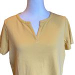 LL Bean Short Sleeve Notch Neck Butter Yellow Cotton Top Womens Medium Photo 4