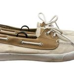 Tommy Hilfiger White & Tan Slip On Boat Shoes 8 Photo 0
