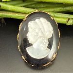 Vintage Unsigned White Lucite Black Satin Glass Gold Photo 0