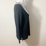 Talbots Petite Black White V-neck Crochet Knit Sweater Size LP Photo 6