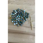 Handcrafted 20" Rosary 6mm Bead of Ching Hai Jade Gold Crucifix, Center, Chain Photo 7