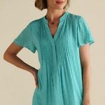 Soft Surroundings  Offshore Top  PM Petite Medium Aquamarine Hidden butto… Photo 0