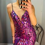 Miss Ord Purple Bodycon Geometric Formal Metallic Dress  Photo 3
