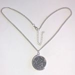 Silver Tone & Gray Metallic CZ Rhinestone Flippable Pendant Boho Necklace Photo 4