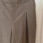Elegant Tan Women's Pants wide leg plaid sequin stretch waist on 34th medium Photo 2